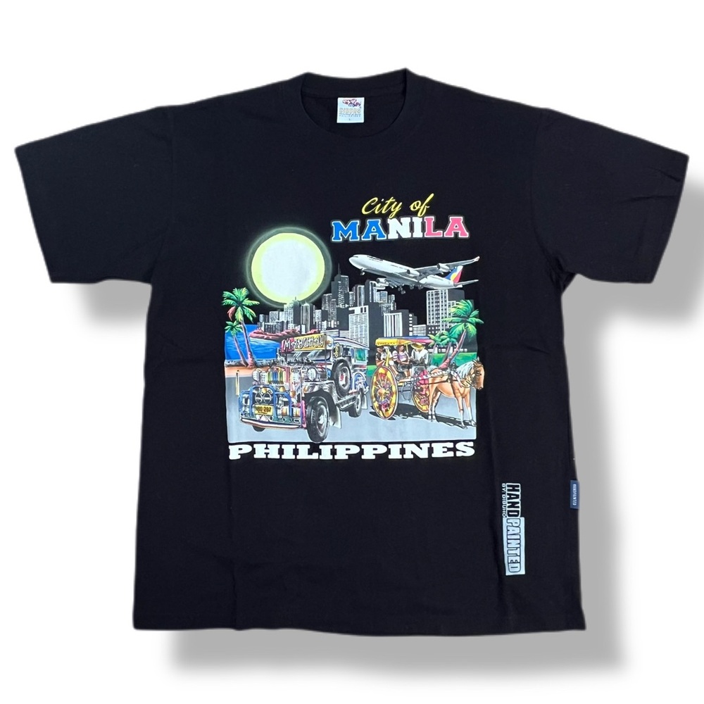 NWOT Dibuho Manilla Philippines Black Handpainted T-shirt Adult LARGE